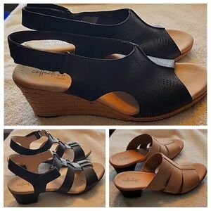 Three Pairs of NEW / Like New Size 10 Clark’s Summer Sandal Loafer Lot